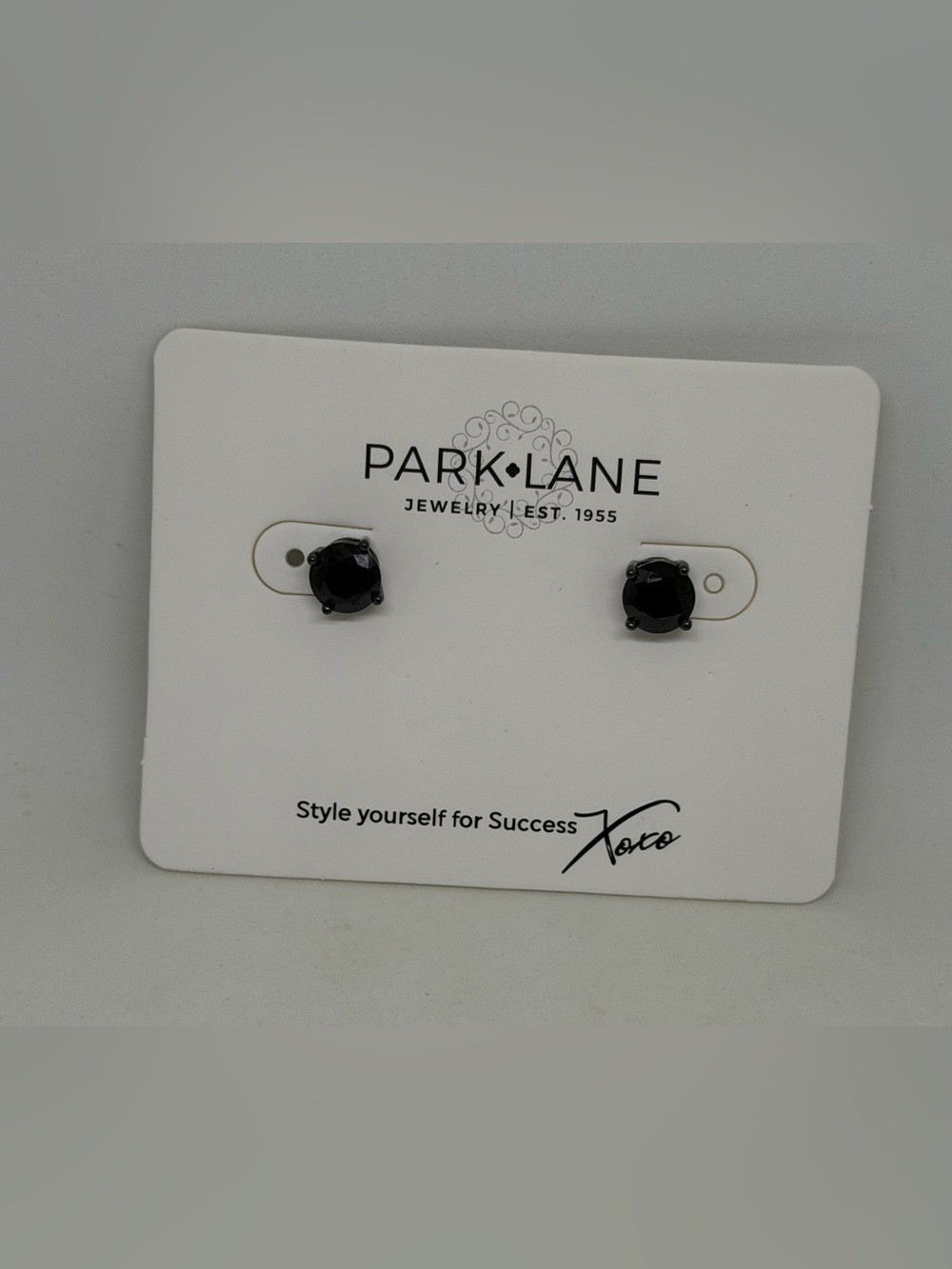 NEW Park Lane Jewelry Jet Impression Earrings Black Crystal Studs 3 Carats Gift